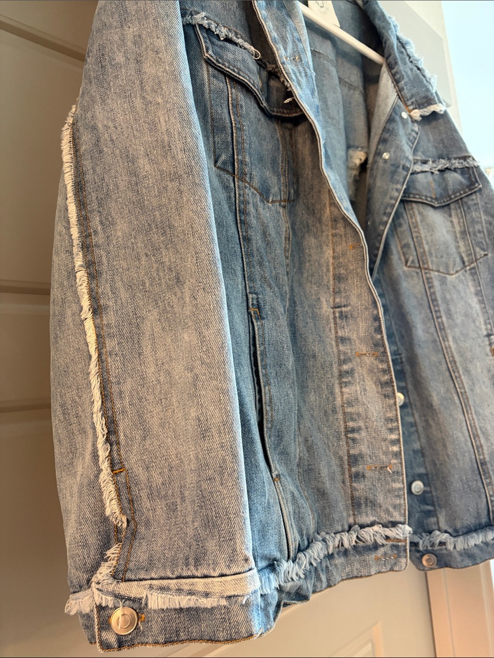 Distressed Light Blue Denim Jacket - Oversized - Picture 2 of 3